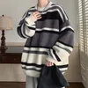 Herrenpullover Streifen Kontrastfarbe Pullover Jungen Ins Mode Lässig Vintage Paar Pullover Unisex Rundhalsjacke Warmer Pullover 231108