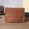 Titulares de cartão fino masculino masculino couro genuíno titular carteira mini bolsa de dinheiro pequeno ferrolho moeda bolsa banco caso id