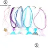 Hänge halsband sjöjungfru svans boho halsband för kvinnor mode smycken colorf vax rep garn fiskskala gradient fisktail nec kp