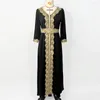 Etnische kleding elegante vintage moslimjurk dames avondfeest gewaadjurken voor abaya marokko caftan zwart borduurkant