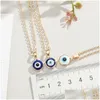 Colliers inspirés bijoux couleur or chaînes de clavicule oeil pendentif colliers Boho éthique turc mauvais yeux collier Fo Dhgarden Dhjbr