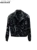 Herrjackor Mauroicardi Spring Autumn Cool Short Black Shiny Geometric Faux Leather Bomber Jacket Men dragkedja Stylish Luxury Designer Clothes Q231109