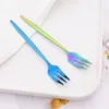 Forks Fork Stainless Mini Set 6Pcs Fruit Steel Gold Snack For Tea Salad Small Cake White Dinnerware Dessert