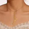 Łańcuchy minimalistyczna klasyczna gwiazda pentagram długi naszyjnik dla kobiet złoty kolor oświadczenie łańcuch Choker Dainty Biżuter