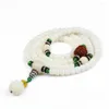 Strand Design Natural White Bodhi Root 108 Bracelet Or Yoga Prayer Necklace Carved Lotus Rudraksha Beads Mala Dropship