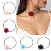 チェーンエレガントな糸の花の鎖骨チェーンCamellia Collar Choker Clavicle Ornament Valentines Day