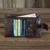 Plånböcker handgjorda riktiga läder män mynt plånbok kort retro ko korthållare pengar väskor fickmannen handväska