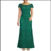 Vestidos de noche elegantes de color verde esmeralda para mujer, vestido de fiesta de manga corta con cuello barco, vestidos de fiesta largos hasta el suelo, hechos a medida, 2023