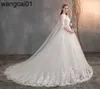 Abiti da festa 2023 Abito da sposa cinese con cappuccio lungo Abito da sposa in pizzo con strascico lungo ricamato Princess Plus Szie Abito da sposa 0408H23