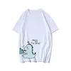 T-shirts pour femmes Cute Cartoon Print Couple Vêtements d'été O Neck Loose Short Sleeve Tops Women Mid Length Tees Valentines Day T-shirt