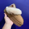 Chinelos femininos tazz chesut tasman fur slides clássico mostarda semente ultra mini plataforma bota deslizamento-on les petites camurça lã selo inverno