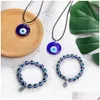 Anhänger Halsketten Anhänger Halsketten Blue Evil Eye Halskette – Wachsschnur Lucky Amet Für Frauen Männer Modeschmuck Partys Geschenke Dhgarden Dh0Qz