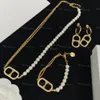 Pearl Rhinestone örhängen armband halsband smycken set kvinnor designer crystal halsband armband uppsättningar