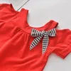 Clothing Sets Girls Clothes Set 2023 Casual Summer Kids Suit Bowtie Tshirt And Plaid Skirt 2pcs Outfits Children 2-6Y