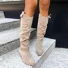 Buty moda o niskim pięcie bokiem suwak rozmiar 43 zamszowe uda wysokie buty damskie retro botki jesienne zimowe kolano wysokie buty 231108