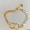 Orecchini con strass di perle Braccialetti Collane Set di gioielli Set di bracciali con collana di cristallo di design da donna