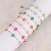 Kedjor Trendiga färgglada blommapärlade halsband Choker armband för kvinnor 316L rostfritt stål smycken guldpläterad vattentät charmgåvor