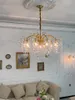 American Pastoral Led Pendant Lighs Light Luxury Crystal Bedroom Living Room Ceiling Chandelier Interior Decoration Glossy Lamps