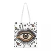 Shopping Bags Charm Tree Gold On Dark Blue Groceries Print Canvas Shopper Tote Shoulder Bag Portable Nazar Evil Eye Handbag