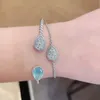 Brazalete de cristal de Calcedonia de malaquita natural de Plata de Ley 925 de marca dupe de alta calidad para mujeres que abren pulseras encantadoras