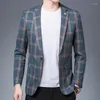 メンズスーツメンズスーツコート秋の韓国ファッションカジュアルスモールオフィスプロフェッショナルグリッド2023ユニット価格シングル4xl 5xl
