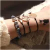 Chain Bohemian Wax Rope Justerbar armband Set Malakitpärla för kvinnor Guldtillbehör Handgjorda Bangle DHKGB