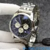 Breit 44 mm Chronomat Transocean Jakość AAA zegarek chronograf kwarc Ruch czarny tarcza 50. rocznica mężczyzn Watch Steel Pasp Men Na ręce zegarek design męski