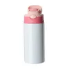 Raka muggar 12oz sublimering sippy cup rostfritt stål tomt diy vattenflask tumbler med halm lock flip topp flaskor edptl