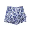 Damesshorts Zomermode Kleding 2023 Voor vrouwen Elegant Vintage Bloemenprint Skort Rits aan de zijkant Gelaagde ruches Hoge taille