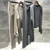 Pantaloni a due pezzi da donna 2023 di lana di alta qualità lavorato a maglia 2 set maglione allentato di cashmere pullover vestito elastico in vita tuta da donna invernale