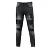 Herenjeans Heren Stijlvolle gescheurde magere potlood-streetwear mannelijke hiphop-gaten stretch slanke denimbroek zwarte vintage mode-broek