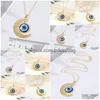 Pendant Necklaces Fashion Turkish Evil Eyes Pendant Necklace For Women Vintage Bohemian Devil Choker Necklaces Girl Party Minimalist J Dhnpm