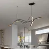 Pendant Lamps Modern Black Chandelier For Dining Room Kitchen Living Bedroom Curve Led Lamp Table Interior Decor Lighting Fixture