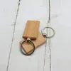 Key Rings 40 Pcs Blank Wooden Keychain Rectangular Engraving Key Diy Wood Keychains Key Tags Can Engrave Diy Gifts 230408