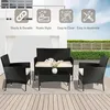 Camp Furniture Terrassen-Set, 4-teilig, für den Außenbereich, Rattan-Stuhl, Korbsofa, Garten, Gespräch, Bistro-Sets für Garten, Pool oder Hinterhof