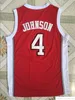 CUSTOM Stitched NCAA Vintage Basketball Jerseys College University of Nevada Las Vegas Larry 4 Johnson Jersey UNLV #4 Red Stitched Shirts S-