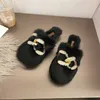 Vrouwen Bont Schoenen Herfst en Winter Nieuwe Uitloper Pluche Verpakt Halve Slippers Mode Grote Keten Gesp Konijnenhaar Katoenen Slippers 231007