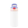 Stock Sublimation Mugs Blanks Kids Tumbler Baby Bottle Sippy Cups 12 OZ White Water Bottle with Straw and Portable Lid 5 Color Lids Pri Xign