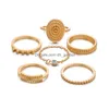 Pierścienie zespołowe 10 design boho vintage złoty obręcz czarny łza sier sier set dla kobiet palcem pierścień żeńska czeska biżuteria g dhanp