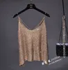 Camisoles Tanks Summer Spaghetti Strap Tank Tampo Top Metal Chain Sexy em forma de U