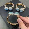 Bangle Mode Natuurlijke Minerale Gem Aquamarijn Kristal Armbanden Voor Vrouwen Gepersonaliseerde Quartz Tsjechische Strass Manchet Armbanden Sieraden