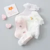 Kindersokken 4 paar kanten sokken voor kinderen lente en zomer babymeisjes Pearl Lace Princess Socks Baby Mesh dunne sokken 230408