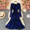 Abiti casual SINGREINY paillettes lucide abito a sirena donna elegante coulisse volant partito 2023 autunno coreano streetwear midi