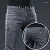 سراويل جينز للرجال في العلامة التجارية يناسب سراويل تمديد مستقيم مرنة