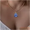 Pendant Necklaces Fashion Irregarity Teardrop Necklace Women Colorf Resin Gold Chain For Girls Jewelry Gif Dh0Or