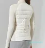 New Yoga coat Women's White Goose Down Down Coat Knitted Lightweight Jacket Standing Neck Zipper Coat Long-sleeved Winter Running warm Sweaters