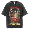 メンズTシャツタイタンTシャツのアニメ攻撃夏の半袖男性Tシャツヴィンテージ洗浄