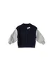 Pullover Boy's Navy Blue Sweater Autumn Winter Children's Casual Wool Splice Pullover Trend Loose Fit Comfortable Fabric Top 231108