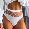 2pcs Sexy Ladies Underwear Mid-waist Hollow Out Elastic Breathable Seamless Thong Plus Size Women's Cotton Panties