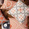 Pillow Wholesale Linen Cover Vintage Red Orange Grey Geometric Home Decorative Case 45x45cm/30x50cm